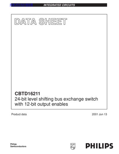 PHILIPS CBTD16211 24-bit level shifting bus exchange switch with 12-bit output enables handbook - cover page
