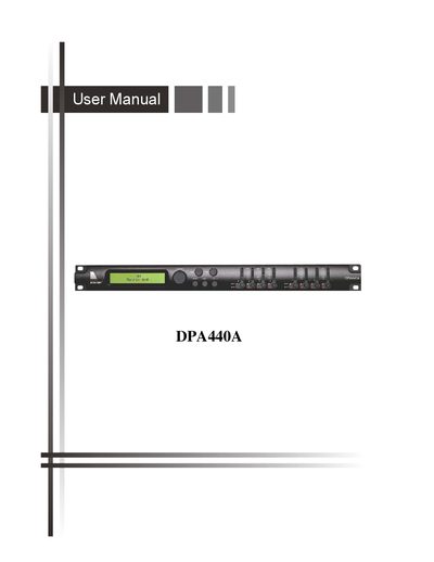 DPA 440A Speaker Processor User Manual - cover page