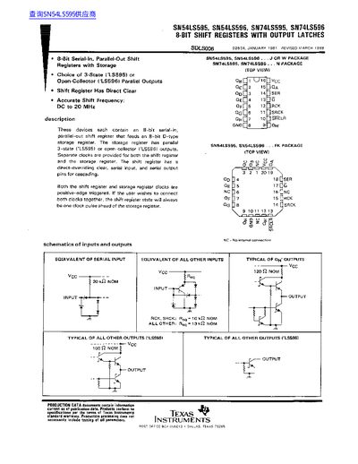Texas Instruments SN54LS595 Datasheet - cover page