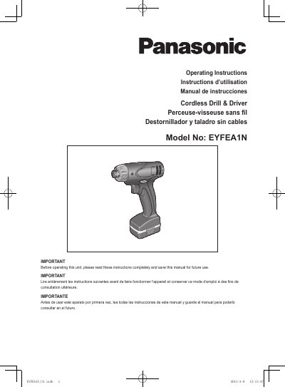 Panasonic EYFEA1N-MUL Manual - cover page