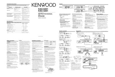 Kenwood KAC-6201/KAC-5201 Power Amplifier Instruction Manual - cover page