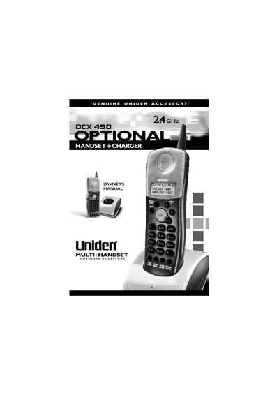 Uniden SCX490 Manual - cover page