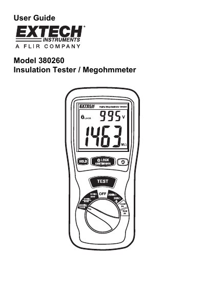 Extech Model 380260 Insulation Tester User Guide - cover page