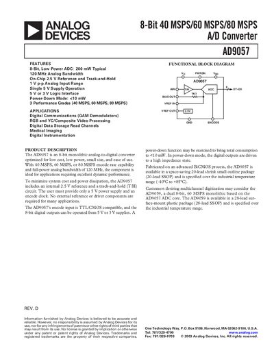 Analog Devices AD9057 Datasheet - cover page