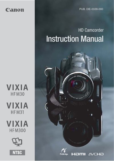 Canon VIXIA HF M30 / HF M31 / HF M300 Camcorder Instruction Manual - cover page
