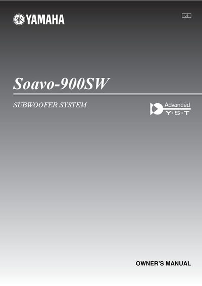 Yamaha Soavo-900SW Subwoofer System Owner's Manual - cover page