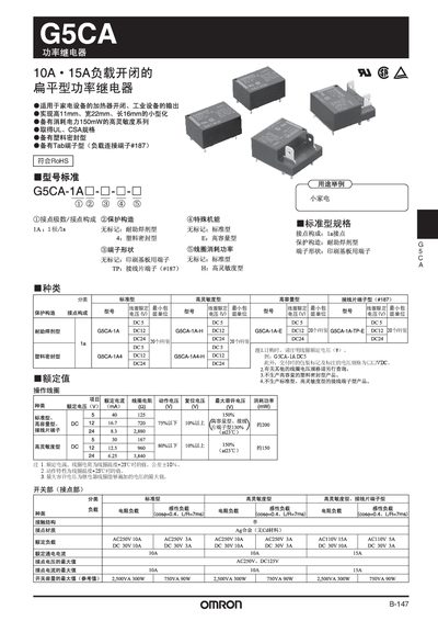 Omron G5CA Power Relay Manual - cover page