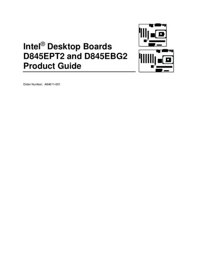 Intel D845EPT2 and D845EBG2 Desktop Board Product Guide - cover page