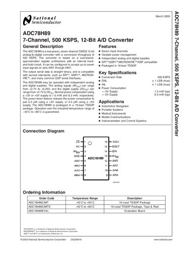 National Semiconductor ADC78H89 Datasheet - cover page
