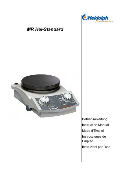 Heidolph MR Hei-Standard Magnetic Stirrer User Manual - cover page