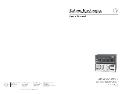 Extron MSW 4V SDI rs Mini Serial Digital Switcher User Manual - cover page