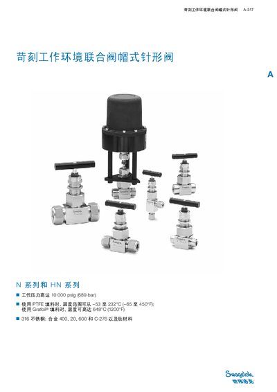 Swagelok A-317 A, N Series, HN Series Pin‑type Union Valve Manual