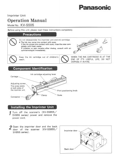 Panasonic KVSS05 Manual - cover page