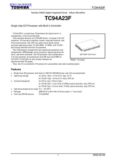 Toshiba TC94A23F Datasheet - cover page