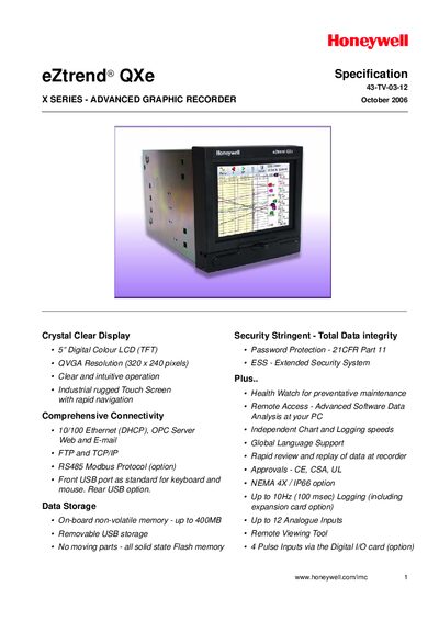 Honeywell eZtrend QXe User Manual - cover page