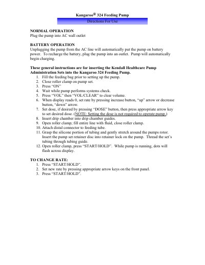 Kangaroo 324 Feeding Pump User Manual - cover page