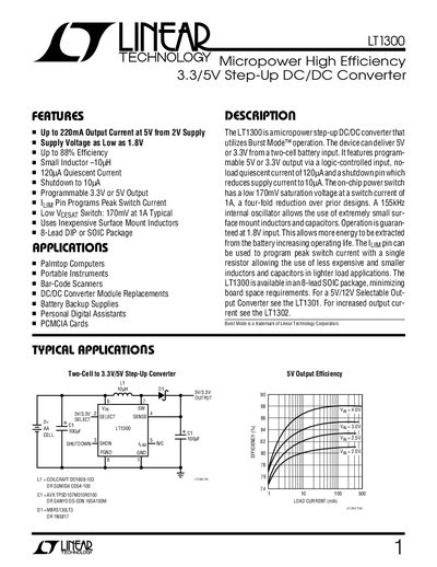 Linear Technology LT1300 Datasheet - cover page