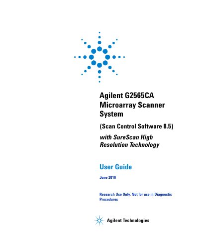 Agilent G2565CA Microarray Scanner System Scan Control Software 8.5 User Guide - cover page