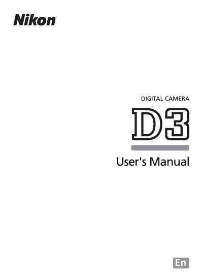 Nikon D3owner's manual - cover page