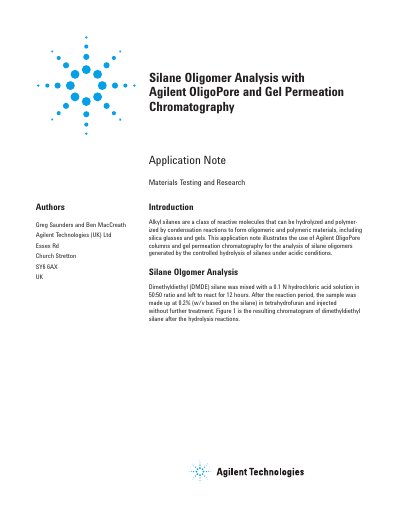 Agilent OligoPore and Gel Permeation Chromatography for Silane Oligomer Analysis - cover page