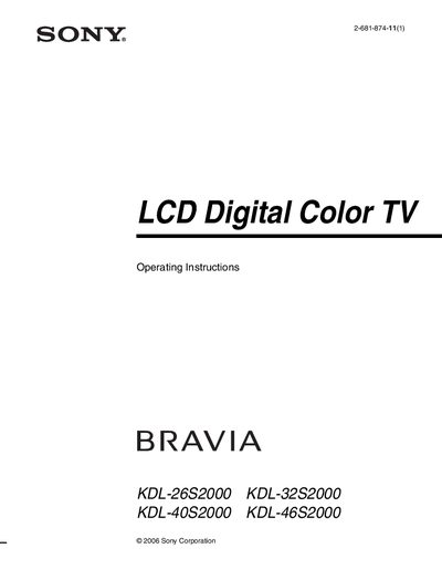 Sony KDL-26S2000/32S2000/40S2000/46S2000 User Manual