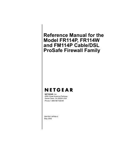 Netgear FR114P/FR114W/FM114P Cable/DSL ProSafe Firewall Reference Manual - cover page