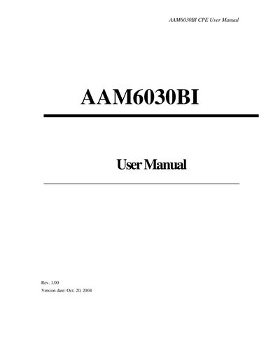 AAM6030BI CPE User Manual - cover page