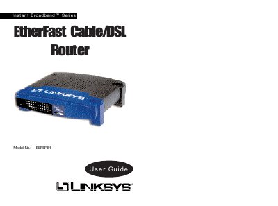 Linksys BEFSR81 User Guide - cover page