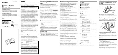 SONY DRN-XM01C/R/H Digital Audio Receiver Operating Instructions
