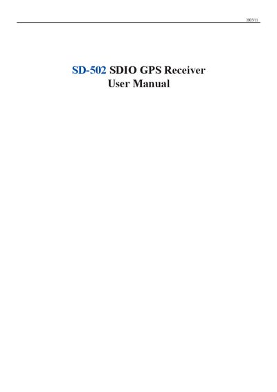 GlobalSat SD-502 SDIO GPS Receiver User Manual