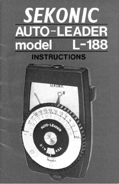 Sekonic L-188 Auto-Leader Exposure Meter Instruction for Use - cover page