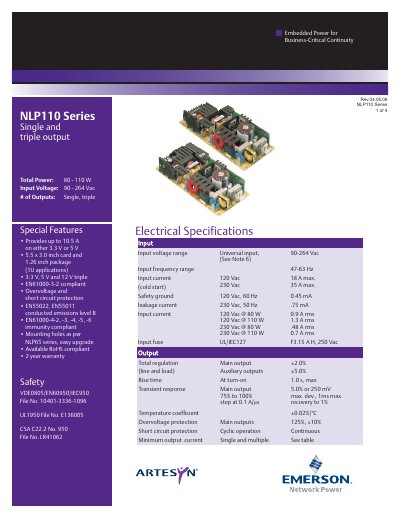 Emerson NLP110 Series Power Module Datasheet - cover page