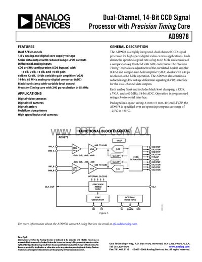 Analog Devices AD9978 Datasheet - cover page
