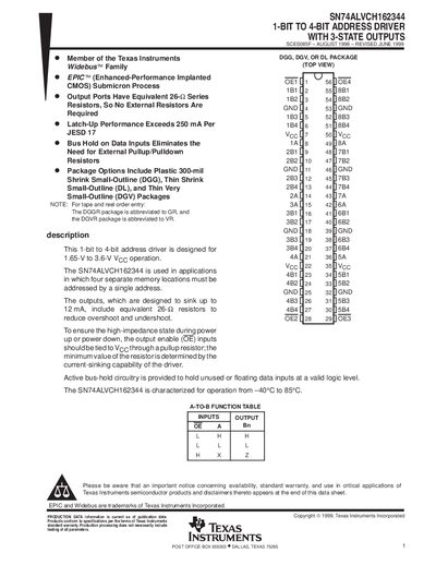 TEXAS INSTRUMENTS SN74ALVCH62344 handbook - cover page