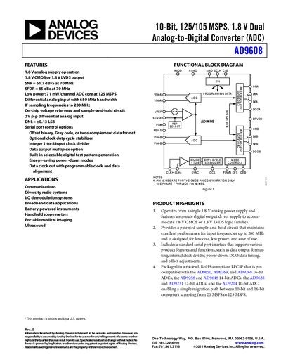 Analog Devices AD9608 Datasheet - cover page