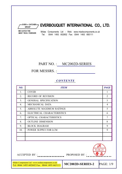 Midas Components MC2002D Series Datasheet - cover page