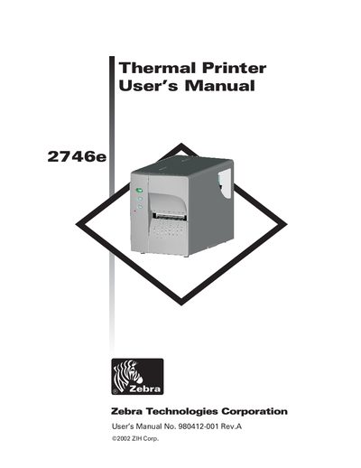 Zebra 2746e Thermal Printer User Manual - cover page