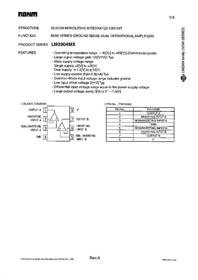 ROHM LM2904MX Datasheet - cover page