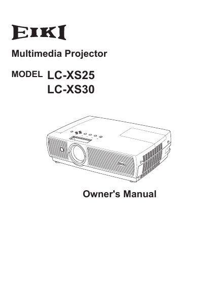 EIKI LC-XS25/LC-XS30 Multimedia Projector Owner's Manual - cover page
