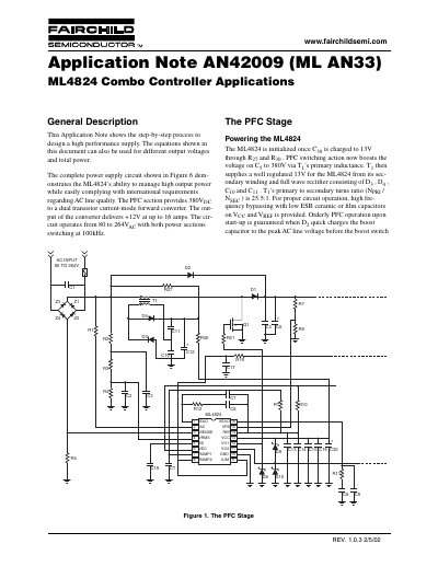 Fairchild ML4824 Combo Controller Application Note AN42009 - cover page