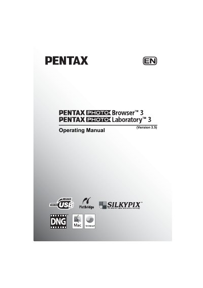 Pentax PHOTO Browser 3 and PHOTO Laboratory 3 Operating Manual - cover page