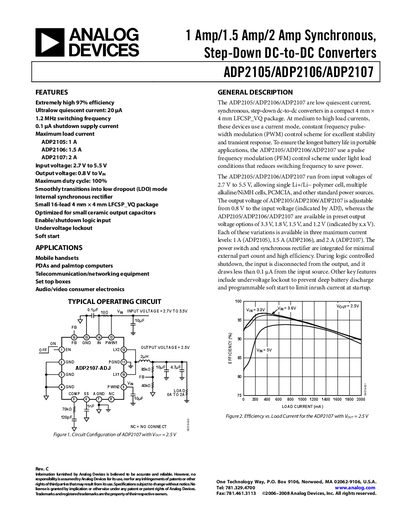Analog Devices ADP2105/ADP2106/ADP2107 Product Handbook - cover page