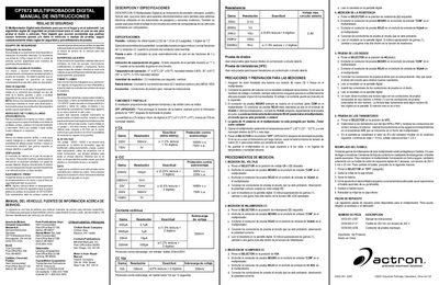 Actron CP7672 Digital Multimeter User Manual - cover page
