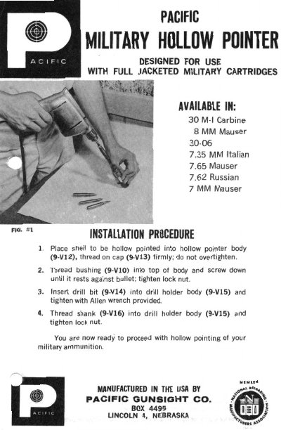 Pacific Military Hollow Pointer User Manual - cover page