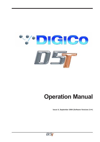 DiGiCo D5T Operation Manual - cover page