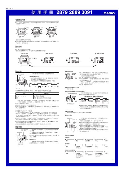 Casio 2879/2889/3091 Watch User Manual - cover page