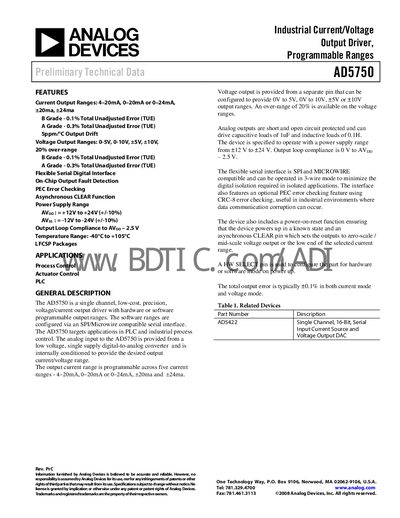 ANALOG DEVICES AD5750-1 English handbook  - cover page