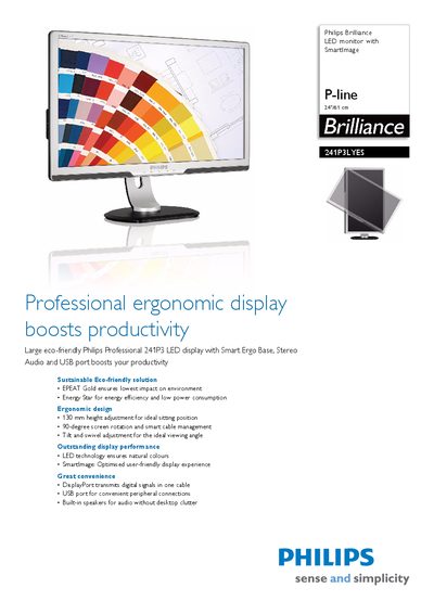 Philips 241P3LYES LED Monitor User Manual - cover page