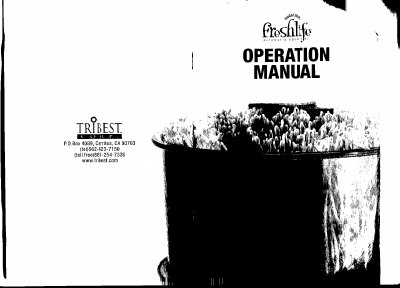 Tribest FreshLife 2000 Sprouter Operation Manual - cover page
