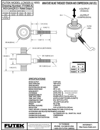 Futek LCM325 Load Cell Datasheet - cover page